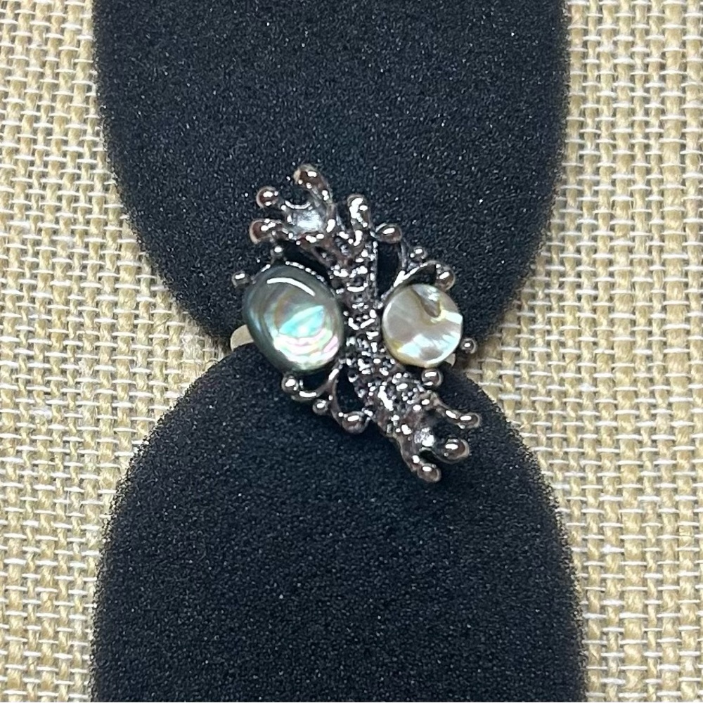 Silvertone & Abalone Adjustable Ring - image 5